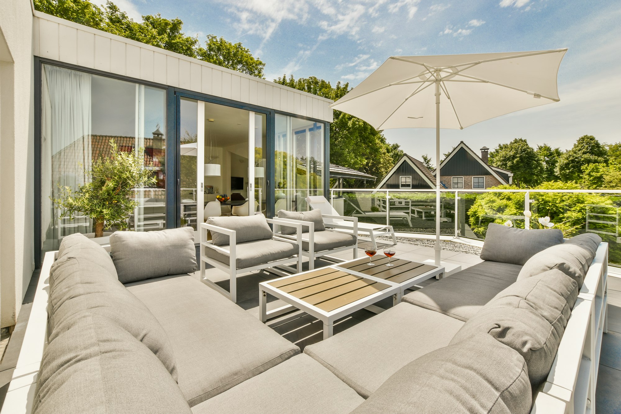 Neat patio with sitting area